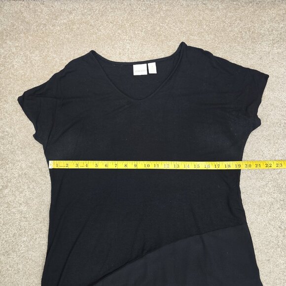 Chicos Assymetrical Tunic Blouse Top Size 1 (US M 8) Sheer Panel Stretch Black - Picture 10 of 12